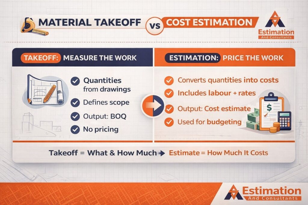 Material Takeoff vs Cost Estimation