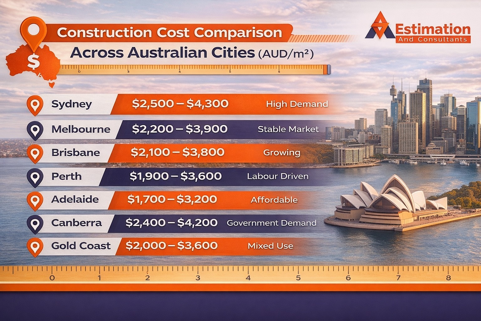 Construction Cost Estimation in Australia by City